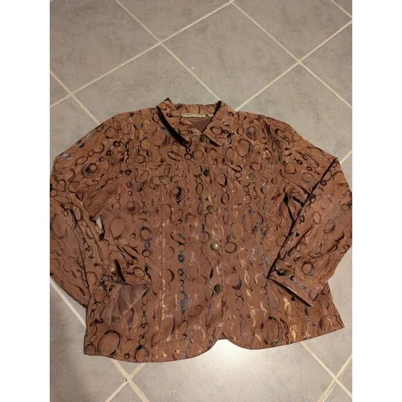 Women’s Bamboo Traders SZ L Jacket Microfiber Collar Brass Snaps Pockets - Picture 2 of 11